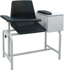 Phlebotomy Chair, W.Cabinet, Black, Max Capacity 225 lbs, BDC-1BS